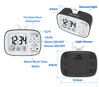 Huayang G181 Retro TV-Stil LCD-Wecker Intelligenter Lichtsensor Dreifach-Alarm Schlummerfunktion Temperaturanzeige Vintage Tischuhr