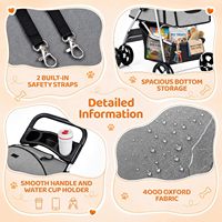 Poussette pliable 4 roues légère et écologique toutes saisons pour animaux de compagnie, cadre en métal Oxford, portable pour petits et moyens animaux, capacité maximale 15 kg