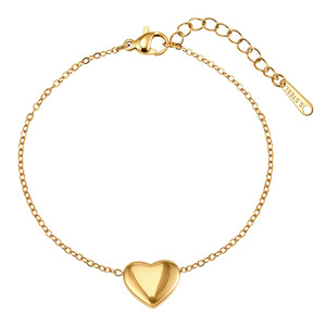 Pulsera de Cadena con Zirconia en Forma de Corazón, Chapada en Oro de 18K PVD, Joyería Romántica de Acero Inoxidable 304, Regalo para el Día a Día de la Mujer - Product Image 1