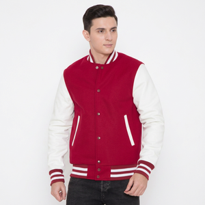 Blouson universitaire homme 2026, nouveau style personnalisé, en laine et cuir PU, respirant, en molleton de coton, col montant, style urbain pour le baseball - Product Image 1