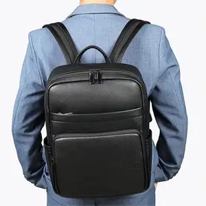 MARRANT Men Genuine Leather Business Laptop Backpack Large Capacity Travel Backpack 15 Inch Laptop Bag Leather Backpack Men