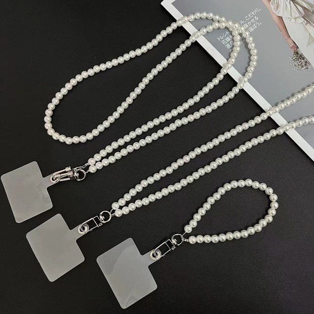 Pearl Beaded Mobile Phone Wrist Strap Lanyard Chain Universal Anti Loss Cell Phone Case Long Short Bracelet Neck Crossbody Rope