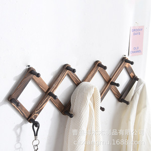 Porte-vêtements télescopique en bois, mural, rétractable, pour chambre à coucher, rangement de placard - Product Image 3