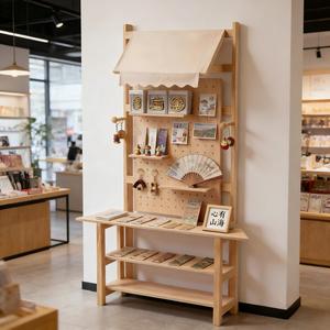 Trendy Coffee Shop Mobile Wooden <b>Log</b> Style Display Rack High Aesthetics Mobile Wooden Retail Display <b>Stand</b> - Product Image 1