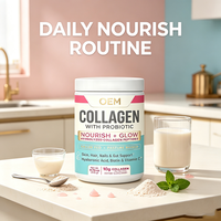 Collagène avec probiotiques, peptides hydrolysés de bœuf nourri à l'herbe, acide hyaluronique, biotine, poudre de beauté pour adultes 275g