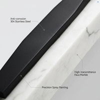 Applique murale linéaire LED d'extérieur, minimaliste, étanche, en acier inoxydable, aspect faux albâtre, idéale pour les entrées de villas