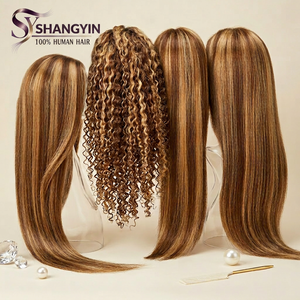 Perruque en cheveux humains brésiliens de grade 12A, densité 180%, avec mèches P4/27, ondulations profondes, dentelle transparente HD 360, vente en gros - Product Image 1