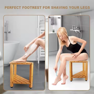 Bangku sandaran kaki kayu bambu permukaan Eco, bangku sandaran kaki untuk sandaran kaki pencukur tahan air - Product Image 3