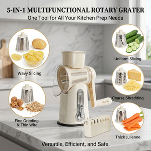 <span class=keywords><strong>Râpe</strong></span> à légumes rotative avec 5 lames, trancheuse manuelle pour pommes de terre, concombres, carottes, fromage - Product Image 2