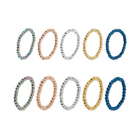 Hochwertige PVD Edelstahl Perlen ringe Bunte Kristall perlen Anhänger Ring für Frauen Lady Wasserdichter elastischer Ring Schmuck