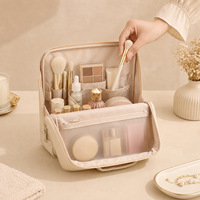 Sacs de rangement pour cosmétiques et pinceaux en PU imperméable, grands sacs de voyage pliables avec compartiments, fermeture magnétique