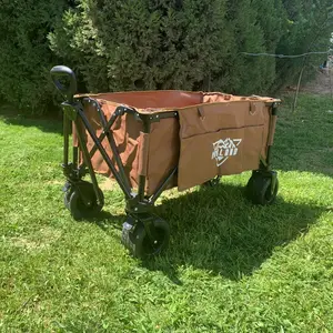 Zware Opvouwbare Utility Picknickwagen Met 7 "Wielen Tuinwagen Camping Vouwkar Handkar Trolley