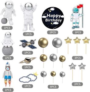 Fabrika Fiyatı 3D Astronot Galaksi Uzay Temalı Pasta Süsü Seti Roket Gezegen Satürn Doğum Günü Süslemeleri Çocuk Parti Malzemeleri - Product Image 3