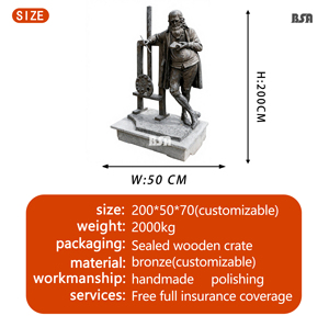 Statua <span class=keywords><strong>Leonardo</strong></span> <span class=keywords><strong>Da</strong></span> <span class=keywords><strong>Vinci</strong></span> a grandezza naturale fusa in bronzo per scultura all'aperto - Product Image 3