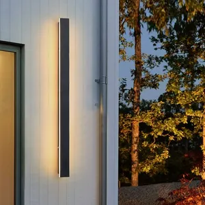Ip65 लंबी पट्टी दीवार गलियारे प्रकाश उद्यान प्रकाश आधुनिक शैली सौर आउटडोर नेतृत्व काले लोहे के 80 अनुकूलन योग्य काले घर dc 24v 180