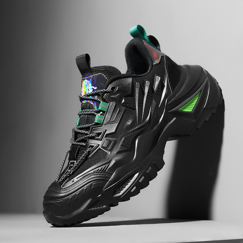 Black Cool Design Thick Sole Chunky Sneakers Mens Top Quality Fashion Sneakers