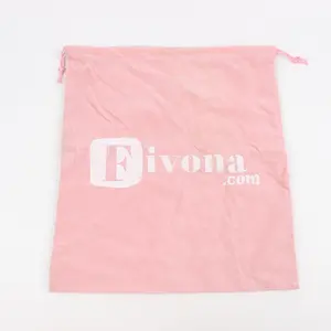 उच्च गुणवत्ता की पैकिंग कस्टम रेशम स्क्रीन लोगो प्रिंट पाउच थोक ड्रॉस्ट्रिंग गुलाबी मखमली बैग