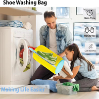 Sac de lavage de chaussures personnalisé en usine avec ensemble de brosses de nettoyage, sac de lavage durable pour baskets, adapté à la machine à laver et à la sèche-linge
