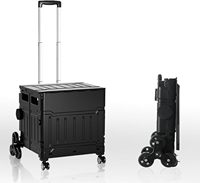 Chariot de courses pliable avec poignée télescopique et roues, chariot de camping pliable