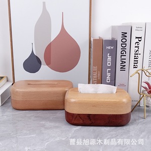 กล่องใส่กระดาษทิชชูไม้ ไม้ซาเปเล่ บีช ทูโทน 18x12x8 ซม. แม่เหล็ก ห้องนั่งเล่น ห้องน้ำ ที่เก็บของ ดึงทิชชูออกได้ - Product Image 2