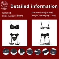 JINZHU Set Lingerie Erotis 5-Piece dengan Tali Elastis dan Jaring Transparan, Set Wanita Seksi dengan Bra, Celana Dalam, Garter Belt, dan Tali Paha Ganda