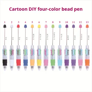 Soft Grip Transparent Plastic Beadable <strong>Pen</strong> 4 Cores Black,Blue,Red,<strong>Green</strong> Inks DIY Beads <strong>Pen</strong> Blank Shaft Add a Bead Beading <strong>Pen</strong> - Product Image 5