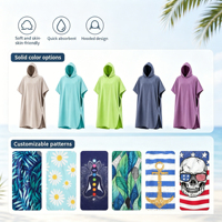 Serviette de plage poncho en microfibre imprimée OEM, à capuche, séchage rapide, pour adultes