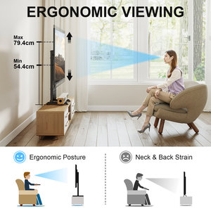 Support TV de table en acier pour téléviseurs de 42 à 90 pouces, capacité de charge de 70 kg, réglage en hauteur, rangement, crochets pour panneau perforé, support double colonne pour enceintes - Product Image 3