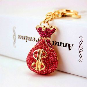 New Design Metal <b>Money</b> Bag Key Chains Rhinestone Dollar Style Keyholders Lucky Bag Keychains for Gift - Product Image 4
