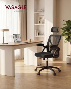 Chaise de bureau ergonomique en maille VASAGLEA avec support lombaire réglable, appui-tête, fonction d'inclinaison 90-105°, siège large et accoudoirs relevables - Product Image 3