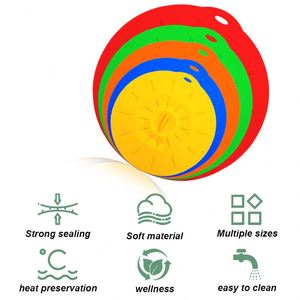 Easy Cleaning Silicone Fresh Keeping <b>Lids</b> 5 Pieces Set Anti Overflow Anti Leak Silicone <b>Pot</b> Cover High Temperature Resistant - Product Image 2