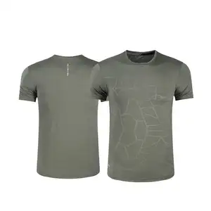 Kaus olahraga atletik aktif atasan olahraga cetakan poliester cepat kering T-Shirt kebugaran Gym pria Logo kustom kualitas tinggi