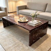 Table basse moderne en marbre rouge naturel Rosso Levanto, écologique, pour salon, appartement, hôtel et mobilier de salle à manger