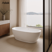 Baignoire autoportante ovale portable en surface solide pour hôtel, avec drain, pour salle de bain, profondeur 1300 mm