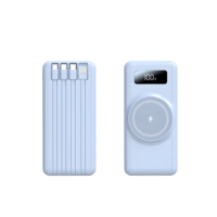 Batterie externe portable 2026 10000mAh ultra-fine Li-po avec câbles 4-en-1 intégrés, charge sans fil 15W, charge ultra-rapide 22.5W, affichage LED magnétique
