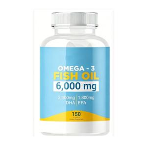 Capsules d'huile de poisson oméga-3 à forte demande pour adultes - Améliore la densité osseuse, sans OGM, dose de 6000 mg, 150 unités - Product Image 1