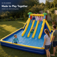 Toboggan aquatique gonflable avec piscine à jets d'eau, toboggan de jardin multi-voies en PVC pour enfants et familles, jeux aquatiques en plein air