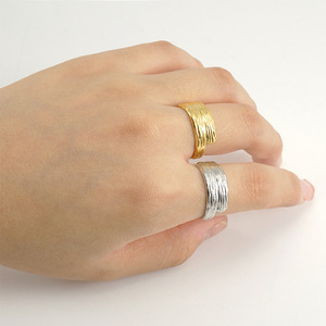 Zogxin Geometric Fashion <b>Ring</b> <b>Titanium</b> Steel Adjustable Unisex Jewelry Gold Silver Color - Product Image 2