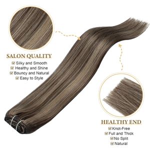 Extensions de cheveux humains brésiliens Lanrui 22 pouces 100g à clipser, double trame, Remy, permanentées, couleurs chocolat brun caramel - Product Image 4