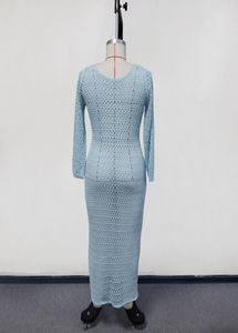 NUEVO EN STOCK Vestido de Crochet <span class=keywords><strong>para</strong></span> Mujer con <span class=keywords><strong>Detalles</strong></span> de Aberturas, Manga Larga, Vestido de Playa Calado, Traje de Baño, Tallas S-L - Product Image 3
