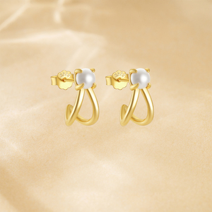 CANNER S925 Sterling <b>Silver</b> Imitation <b>Pearl</b> <b>Earrings</b> for Women - Product Image 3