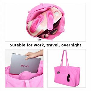 In Stock Fast Delivery <b>Large</b> Capacity Reusable Beach <b>Canvas</b> Cotton Shopping Bag - Product Image 4