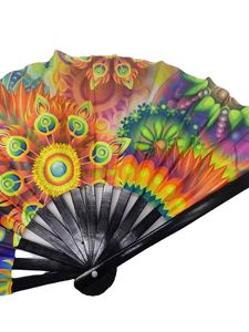 Abanico Plegable con Logotipo Personalizado Estilo Arte Folclórico 2024, Fabricado en Bambú y Tela con Impresión UV y Técnica de Pintura - Product Image 3