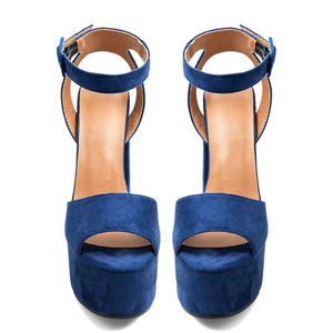 <span class=keywords><strong>Sandali</strong></span> con plateau alto da donna taglia 47, <span class=keywords><strong>blu</strong></span> <span class=keywords><strong>scuro</strong></span>, con tacco grosso, eleganti, estivi, peep toe, con cinturino alla caviglia e fibbie, per piedi larghi - Product Image 5