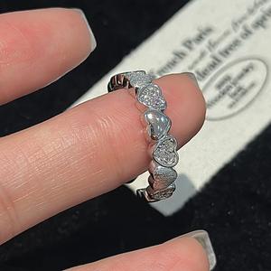 Anillo de Plata de Ley S925 con Corazón Cepillado, Diseño Vintage de Lujo Simple, Incrustado con Moissanita, Anillo Abierto Ligero - Product Image 4