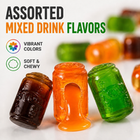 Bonbons gélifiés en gros en forme de canette de soda, fourrés à la confiture, saveurs variées de boissons, centre explosif, moelleux et masticables