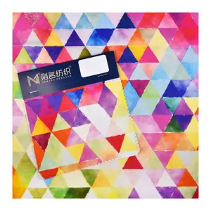 Rainbow Colorful Geometric Vivid Triangles Digital Print 100% Cotton Poplin Fabric Printing Kids Design