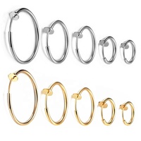 Boucles d'oreilles créoles en cuivre sans perçage, fausses boucles d'oreilles non percées pour femmes et hommes, créoles factices multi-tailles de 11 mm à 60 mm