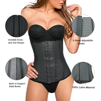 Faja Reductora de Látex con 3 Hileras de Ganchos, Cierre Invisible, Ajustable, con Varillas, Control de Abdomen y Vientre Bajo para Mujer