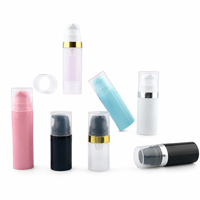 Flacon Airless PP givré noir, rose, bleu, blanc, noir, avec pompe pulvérisatrice, pour lotion, 5ml, 10ml, 15ml